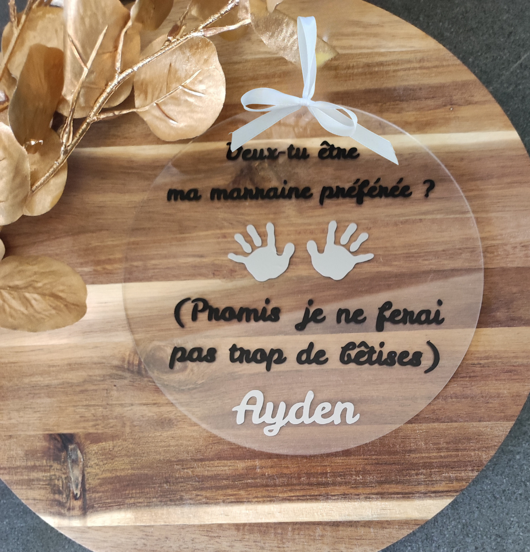 Disque "veux-tu être ma marraine préférée ?" -  Personnalisable