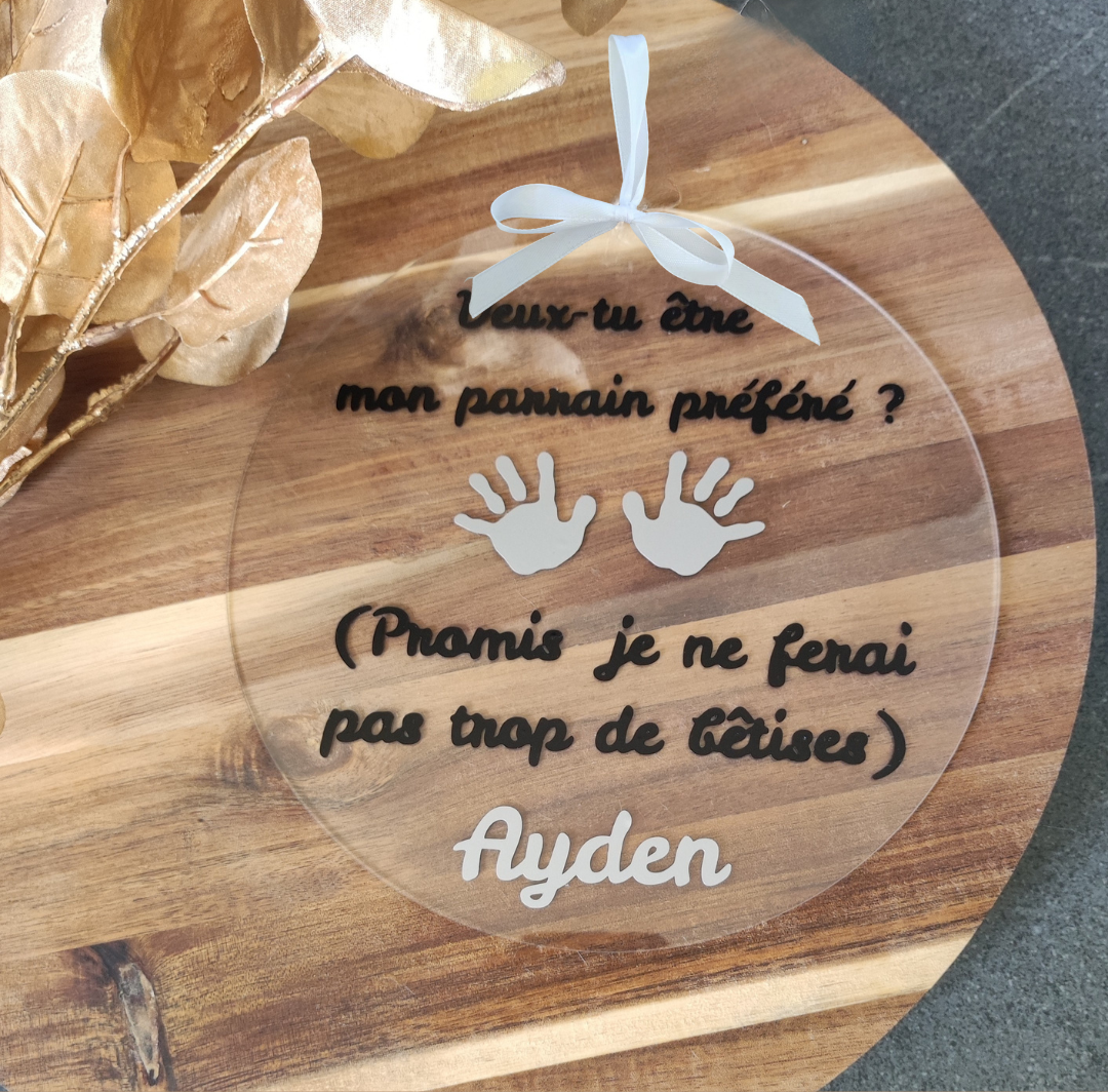 Disque "veux-tu être mon parrain préféré ?" -  Personnalisable