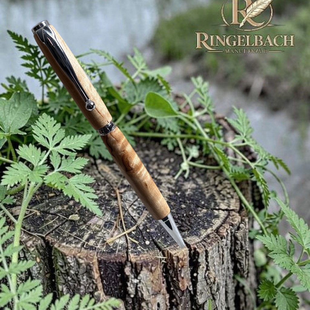 Dreh - Kugelschreiber Fancy  Chrom   Holzart :  Karelische Maserbirke