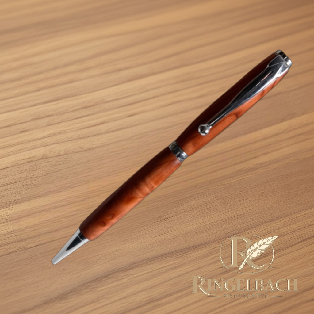 Dreh - Kugelschreiber Fancy  Chrom   Holzart :  Eibe