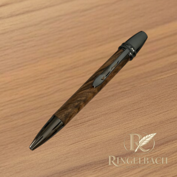 Dreh - Kugelschreiber Polaris, gun metal Holzart: Nussbaum