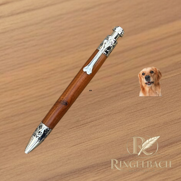Druck - Kugelschreiber  „ Hund „ Holzart : Zwetschge