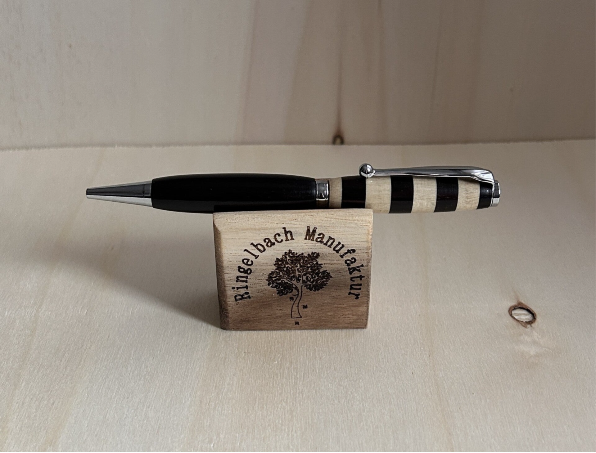 Dreh - Kugelschreiber Fancy  Chrom   Holzart :  Ebenholz/Stechpalme