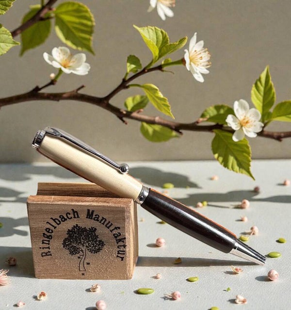 Dreh - Kugelschreiber Fancy  Chrom   Holzart :  Ebenholz/Stechpalme