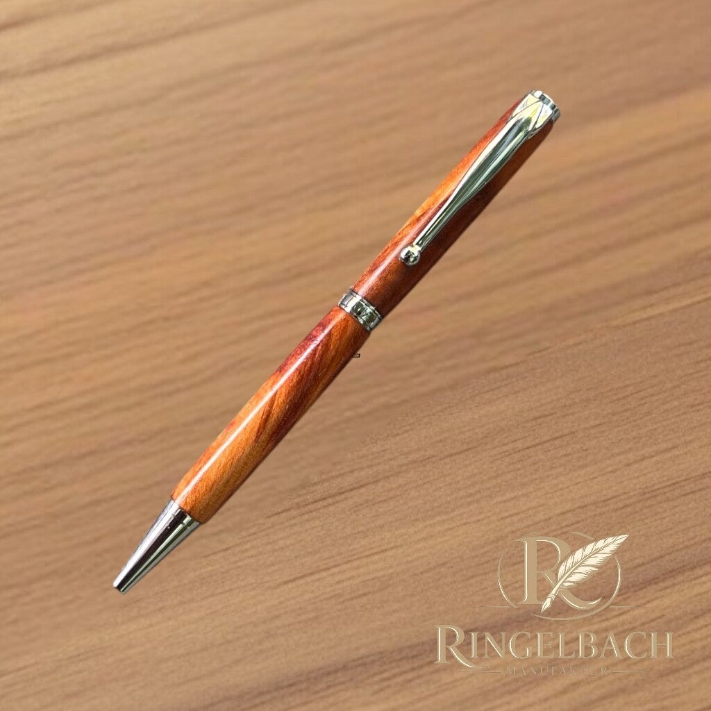 Dreh - Kugelschreiber Fancy  Chrom   Holzart :  Mirabelle