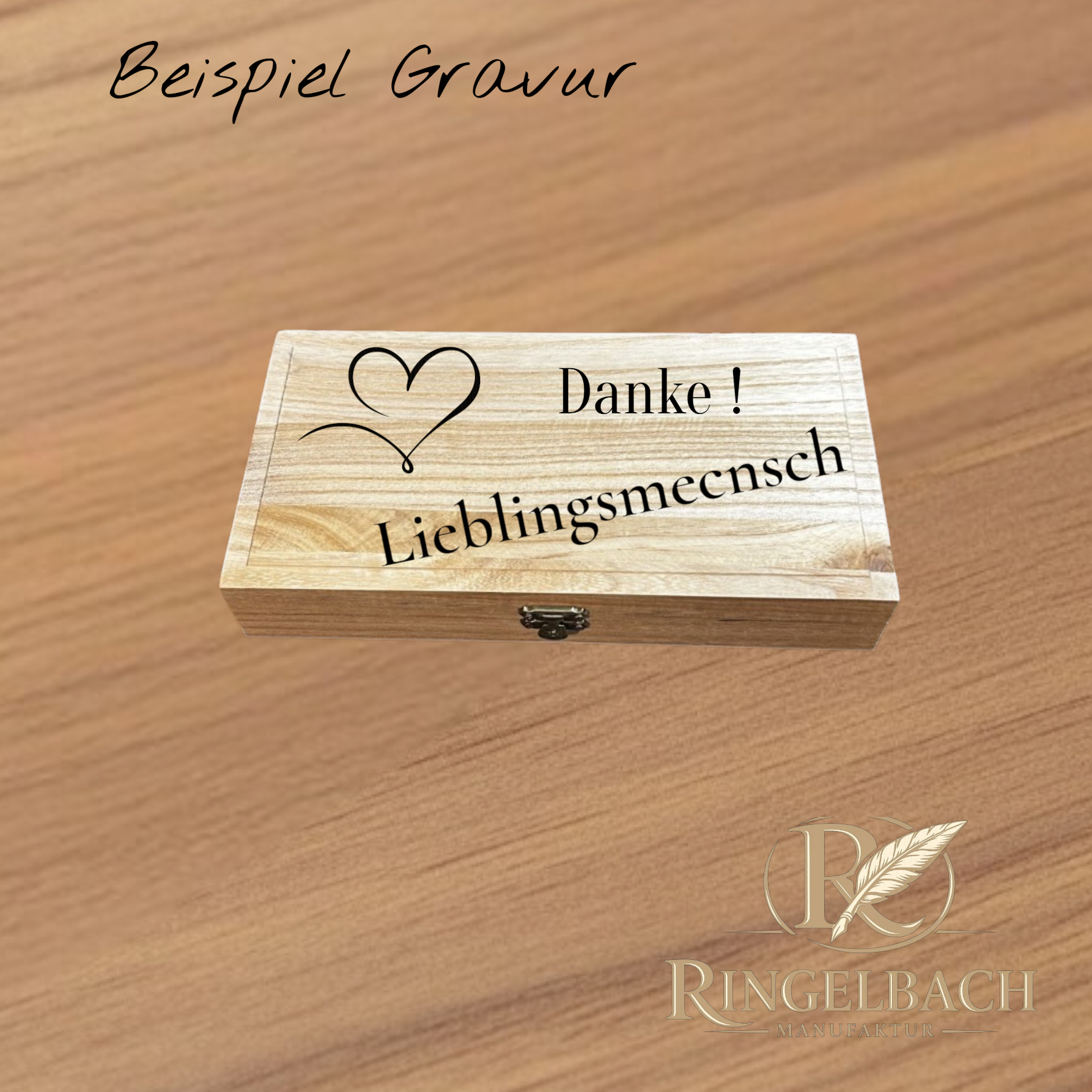 Gravur auf Etui mit Text und Motiv