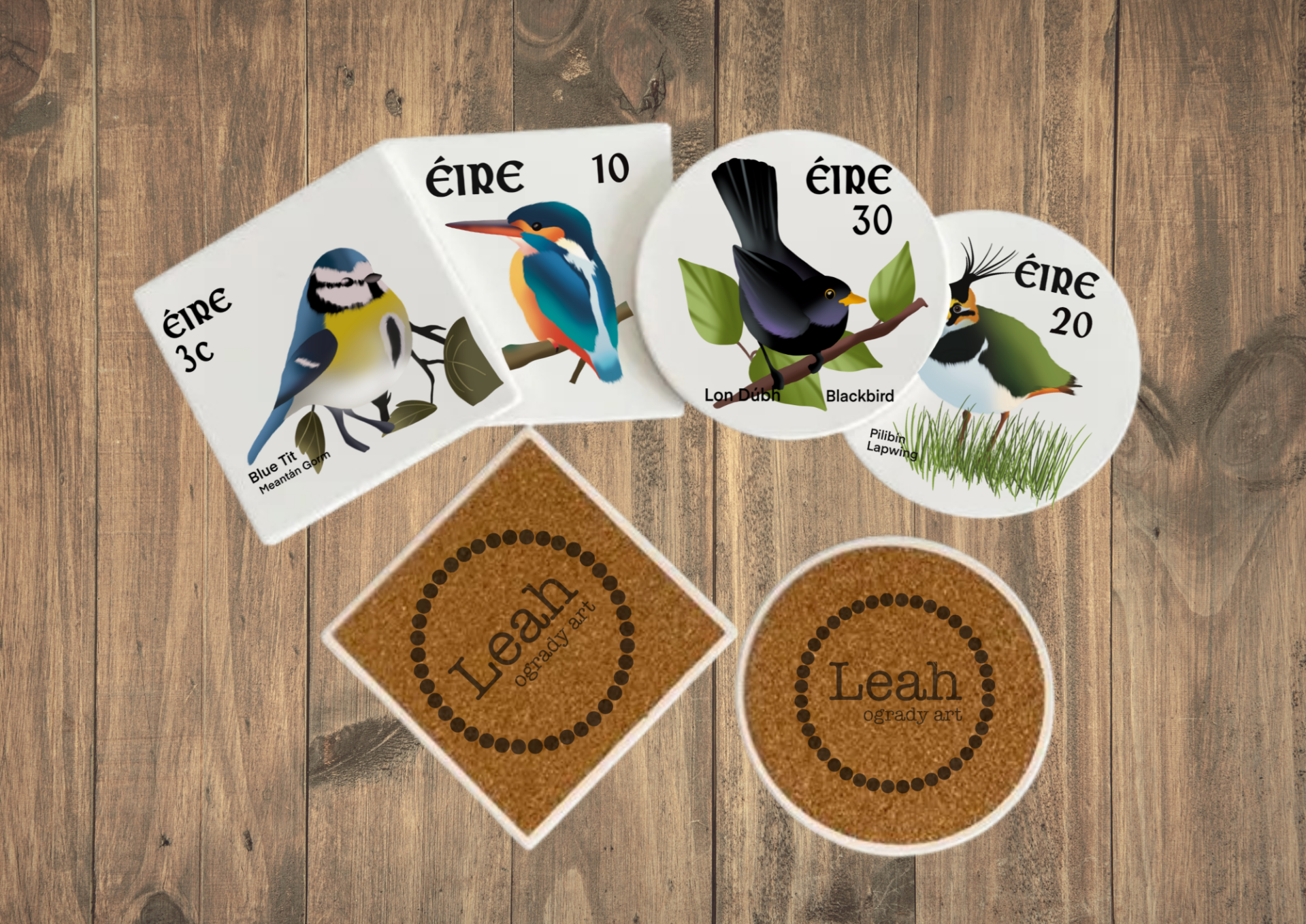 6 Set Irish Bird Coasters.