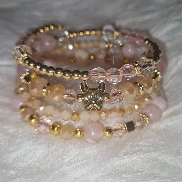 Gold & pink Bulldog