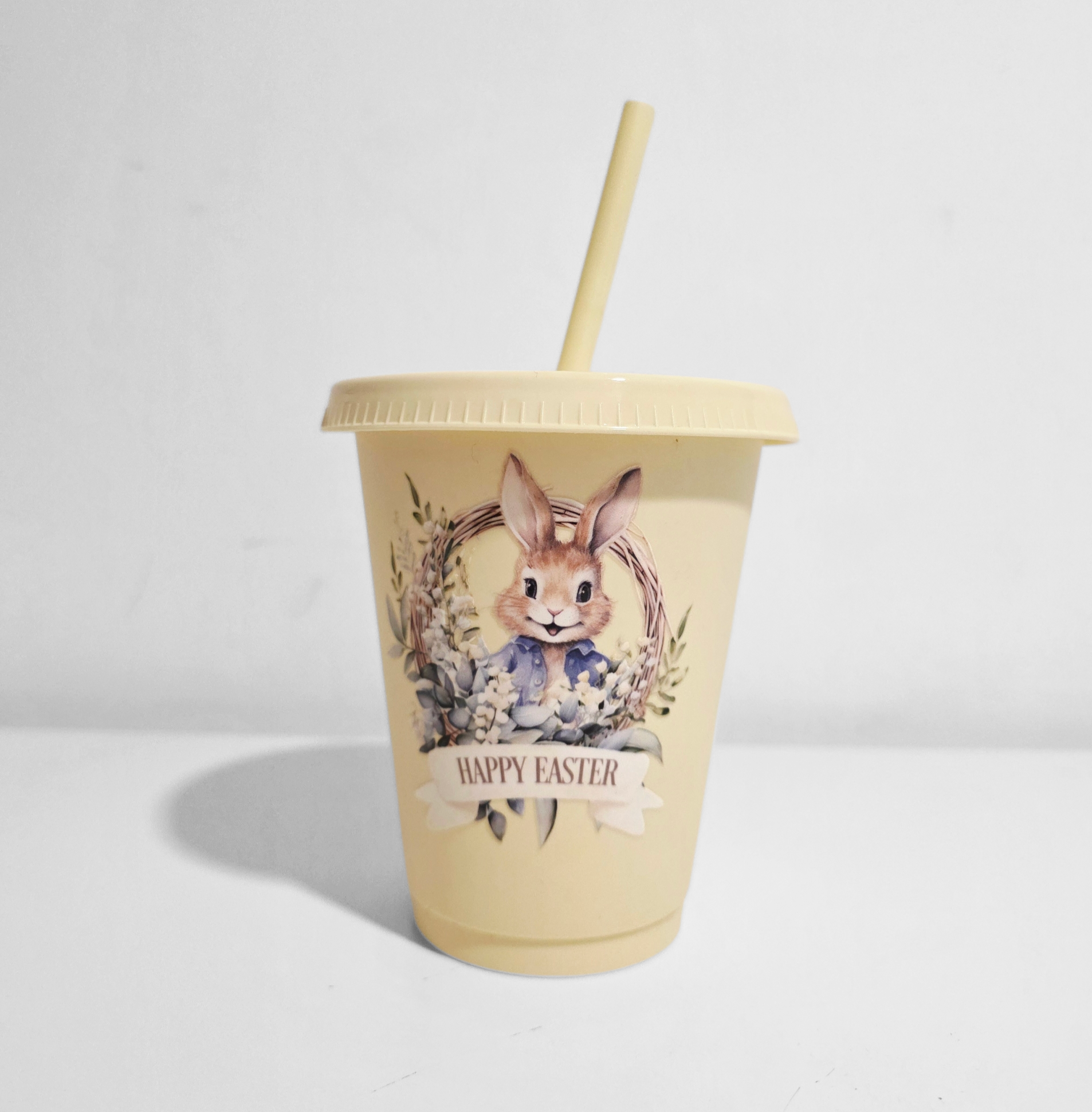 Personalised Bunny Easter Cup – Reusable 16oz Cup with Straw