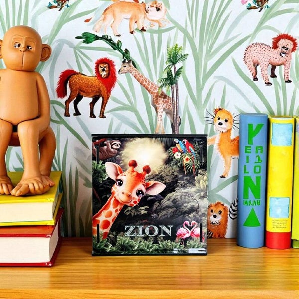 Safari Jungle themed personalised wooden money box