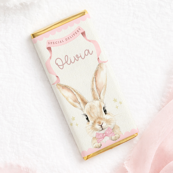 Personalised Gingham Bunny Chocolate bar