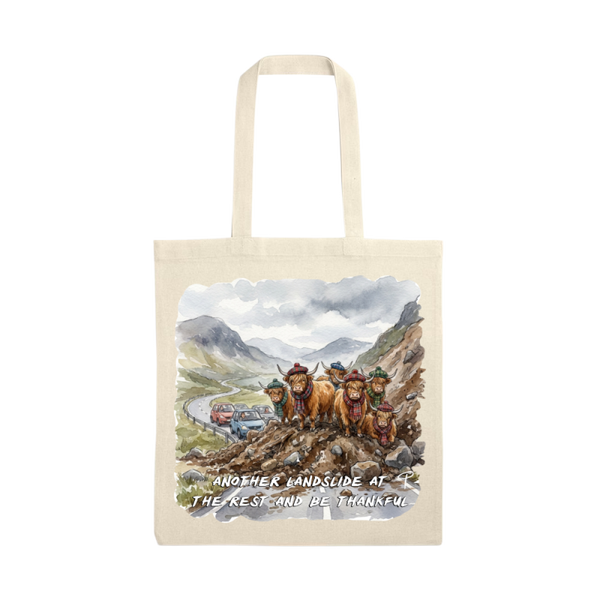 Highland cow tote bag 'another landslide at the rest and be thankful'