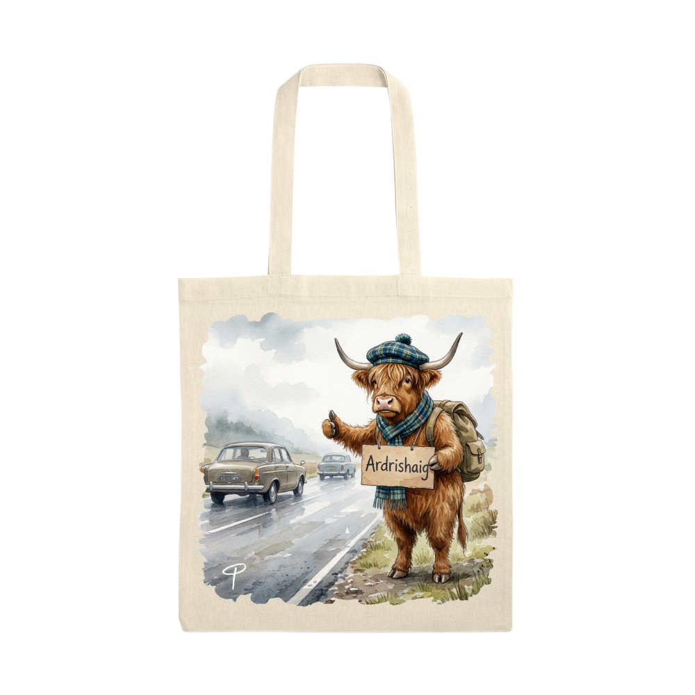 Highland cow tote bag Ardrishaig hitcher