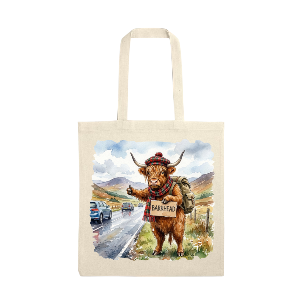 Highland cow tote bag Barrhead hitcher