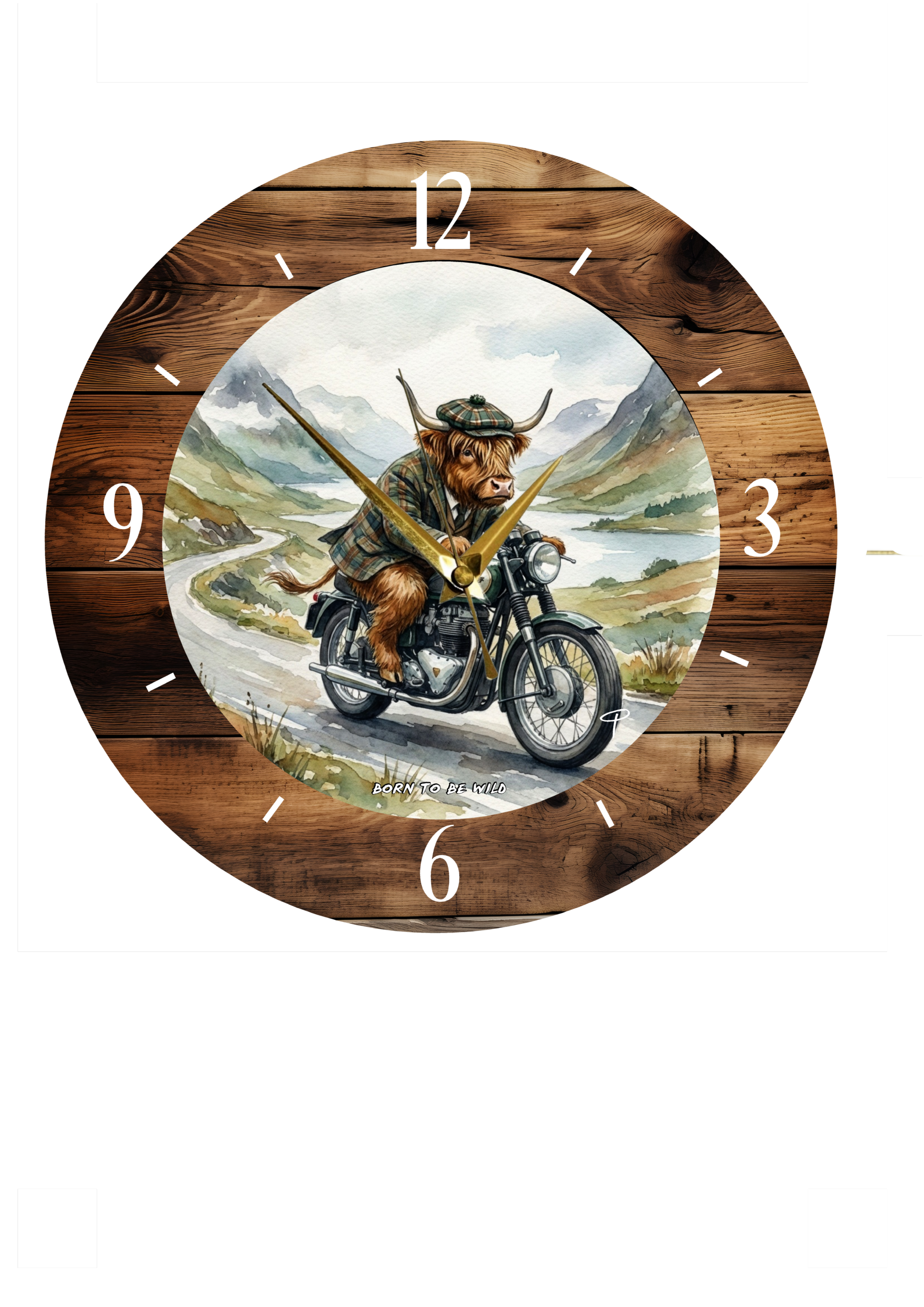 Highland cow clock 'Born to be wild'