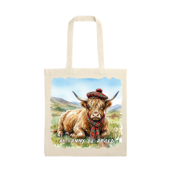 Highland cow tote shopping bag 'ah canny be arsed'