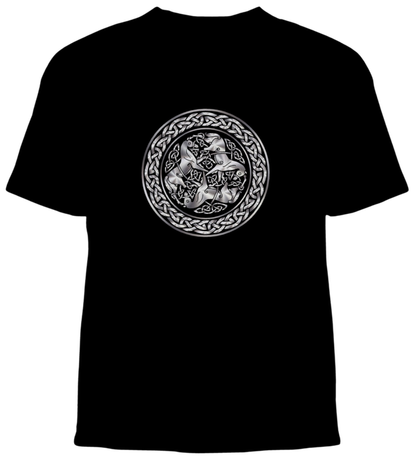 Celtic t shirt triple horses border
