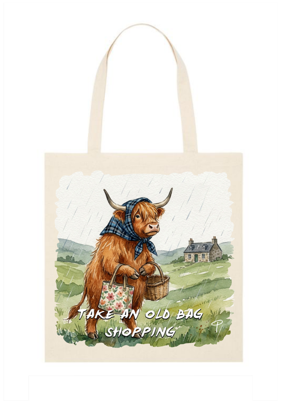 Highland cow tote bag 'take an old bag shopping'