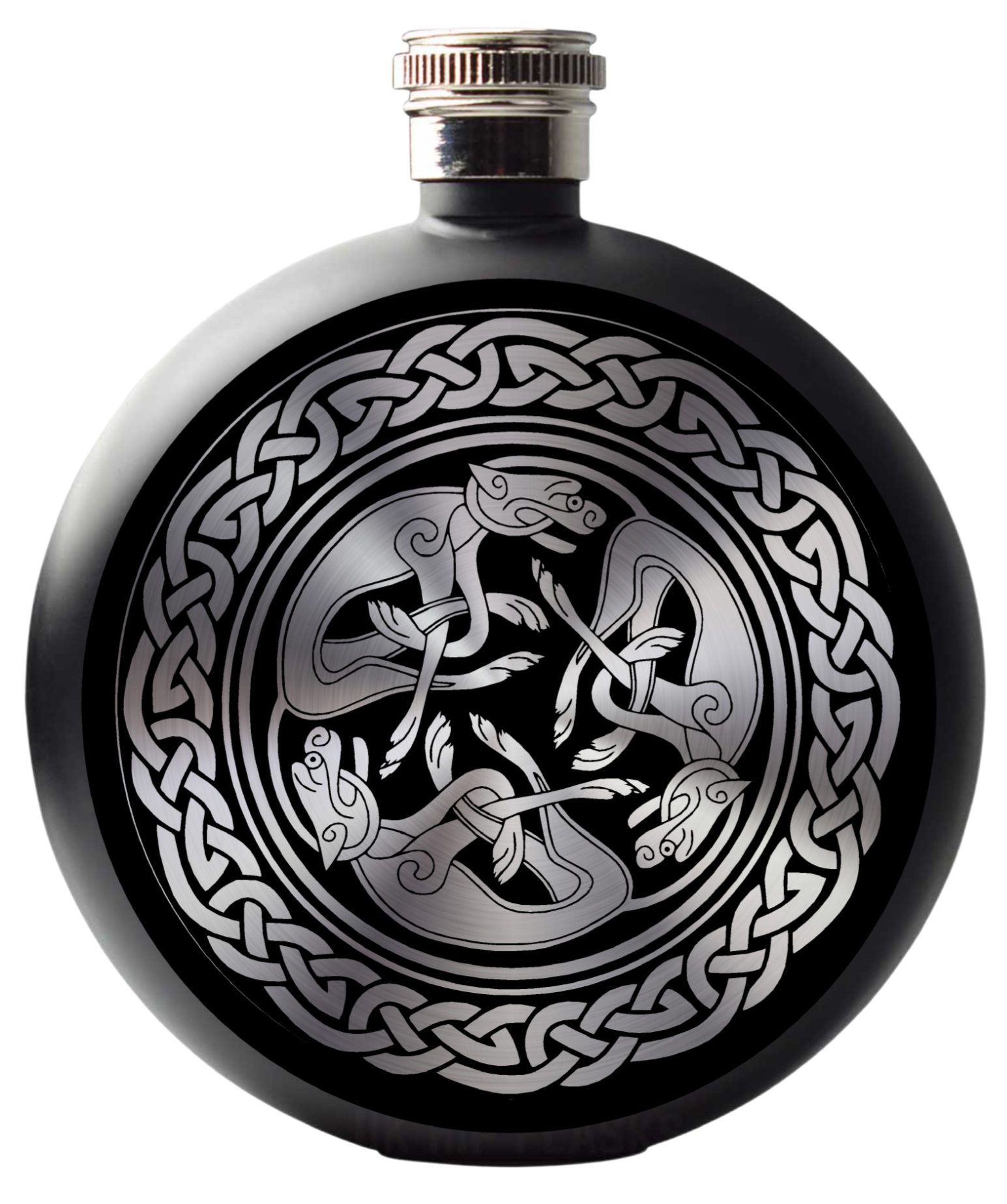 Celtic hip flask triple dog border