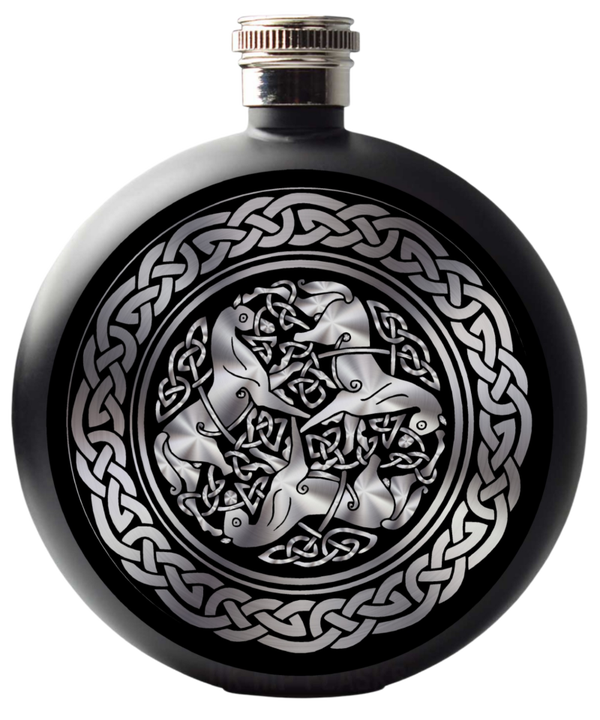 Celtic hip flask triple horse border