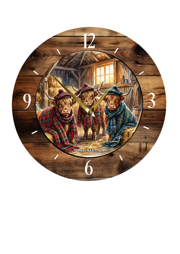 Highland cow clock 'Home sweet Home'