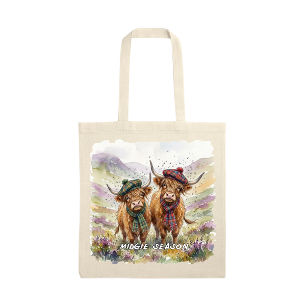 Highland cow tote bag 'midgie season'