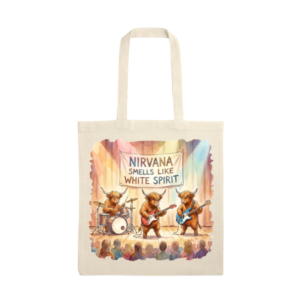 Highland cow tote bag Smells like white spirit'