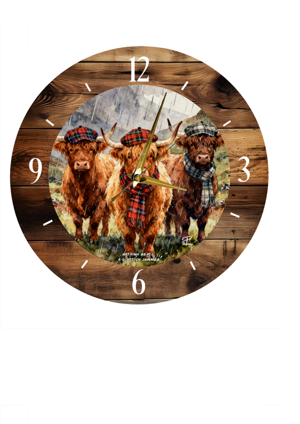 Highland cow clock 'nothing beats a Scottish summer'