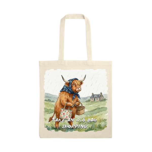 Highland cow tote bag' take an old bag shopping'