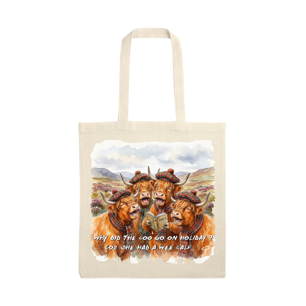 highland cow tote bag 'wee calf'