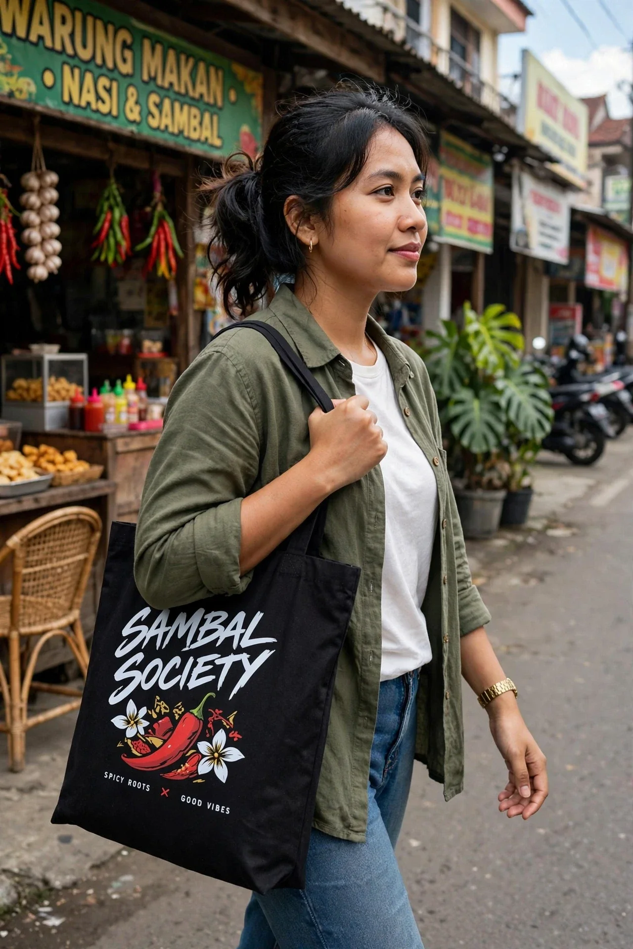 SAMBAL SOCIETY Tote Bag-RL100 Black