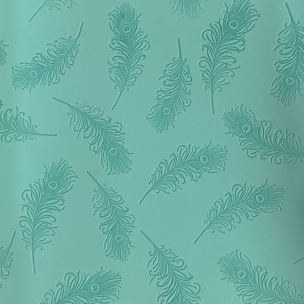 Embossed Feather on Green