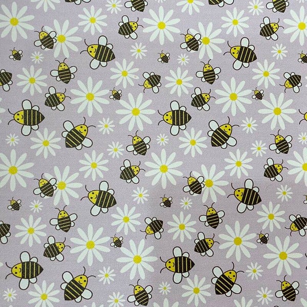 Bees and Flowers on Purple