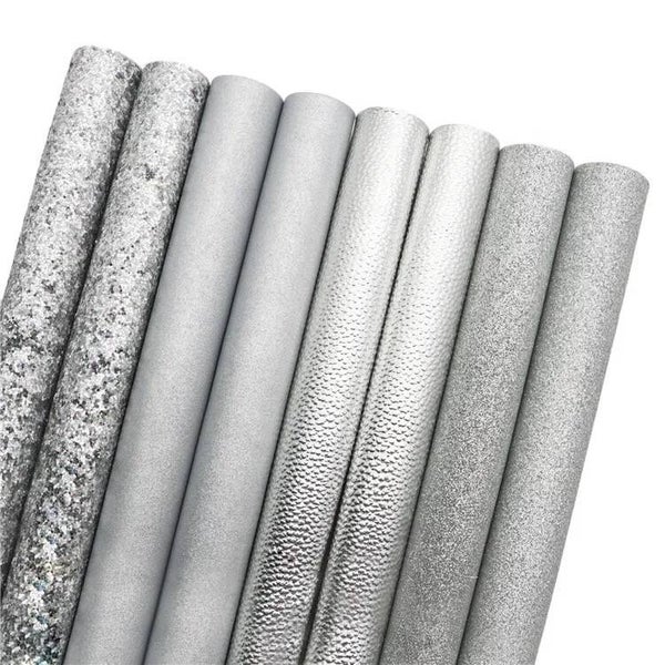 8 Piece Silver Glitter Set
