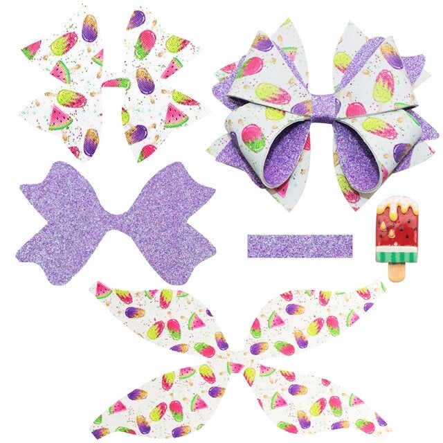 Icecream Double Sided Faux Leather DIY Hair Bow Kit