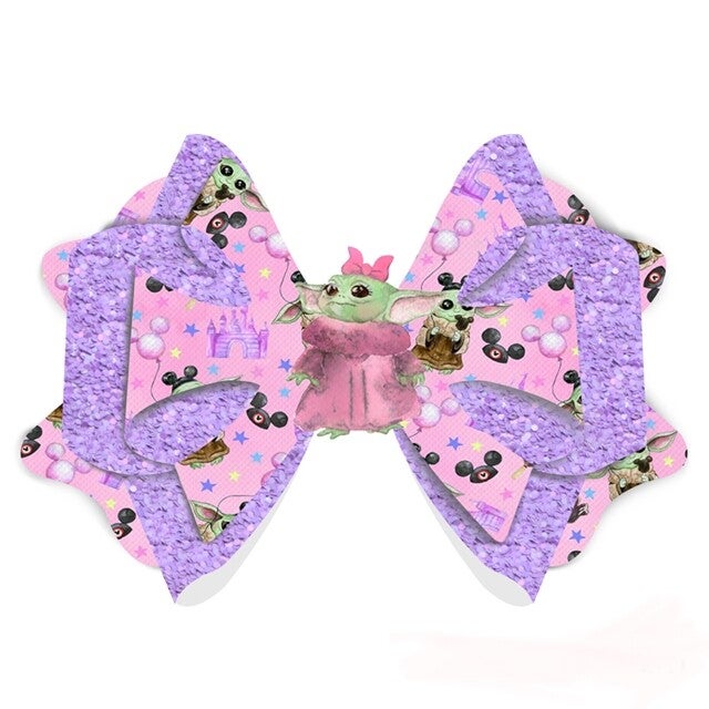 Baby Yoda Double Sided Printed Faux Leather DIY Hair Bow Kit