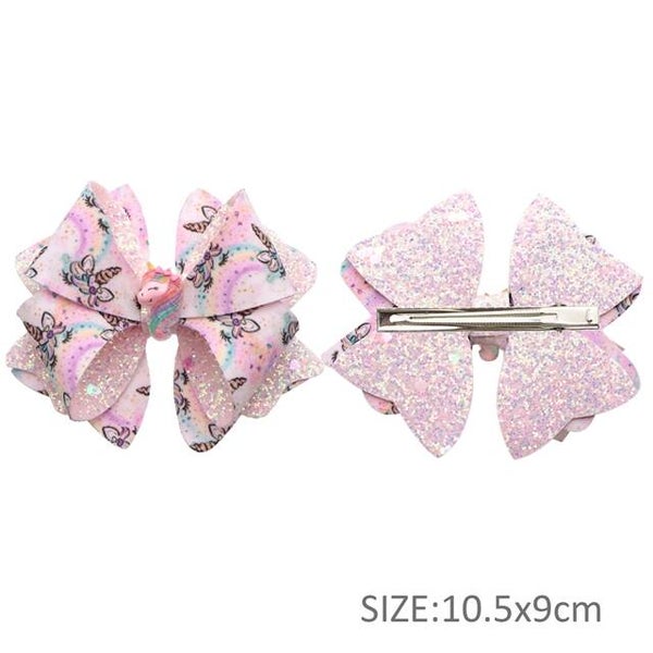 Unicorn Double Sided Printed Faux Leather DIY Hair Bow Kit