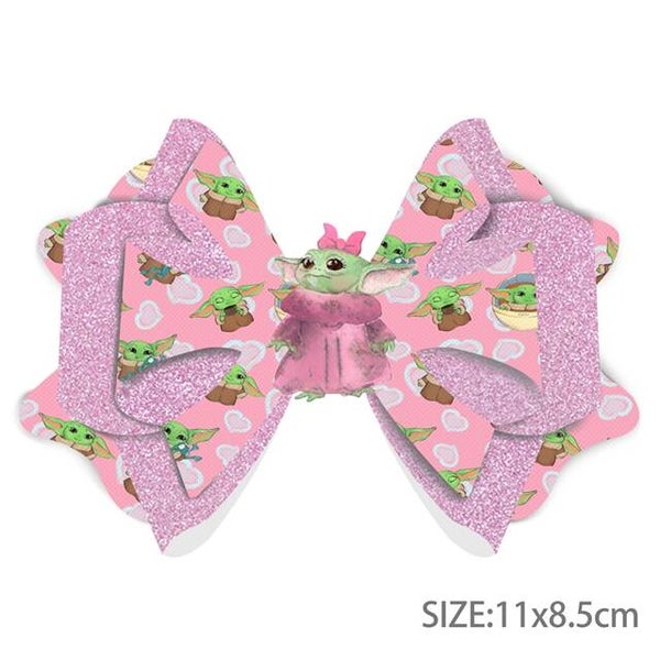 Baby Yoda Double Sided Printed Faux Leather DIY Hair Bow Kit