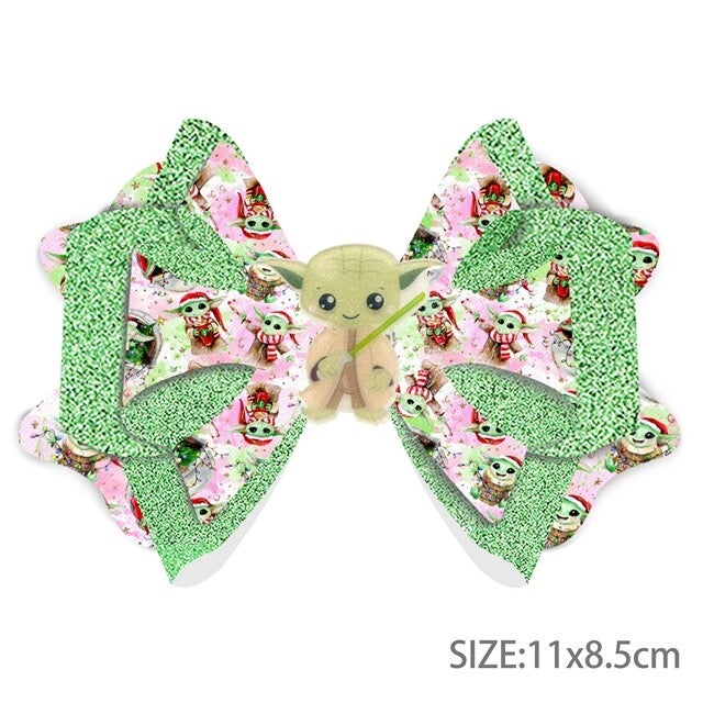 Baby Yoda Double Sided Printed Faux Leather DIY Hair Bow Kit