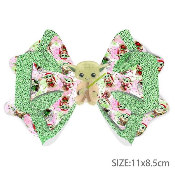 Baby Yoda Double Sided Printed Faux Leather DIY Hair Bow Kit