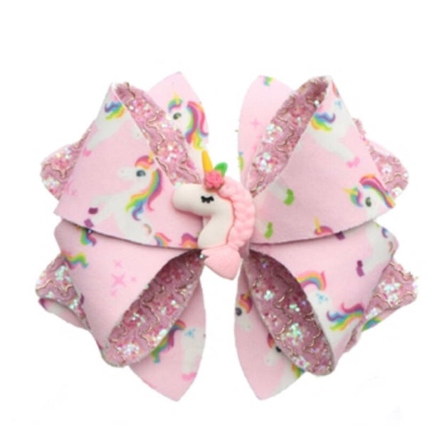 Unicorn Double Sided Printed Faux Leather DIY Hair Bow Kit