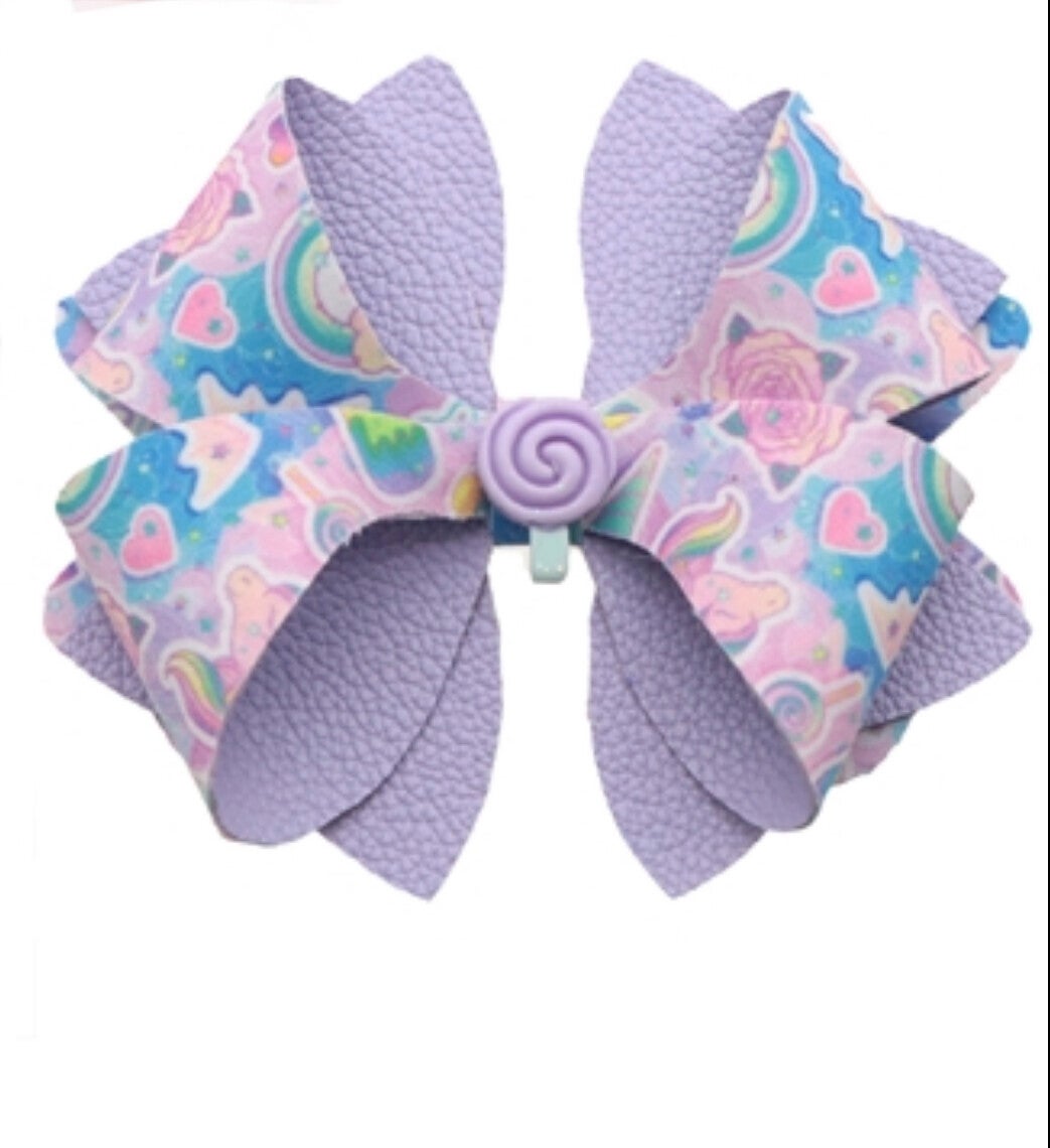 Unicorn Double Sided Printed Faux Leather DIY Hair Bow Kit