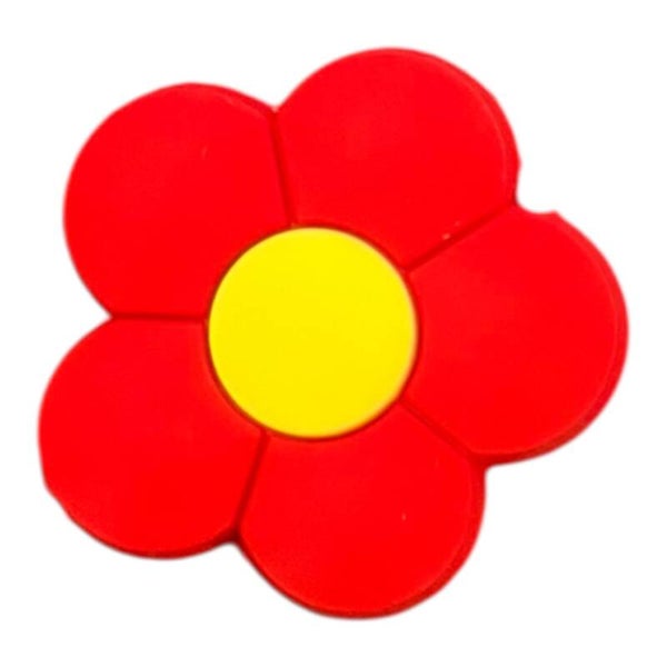 Red Flower Silicone Beads