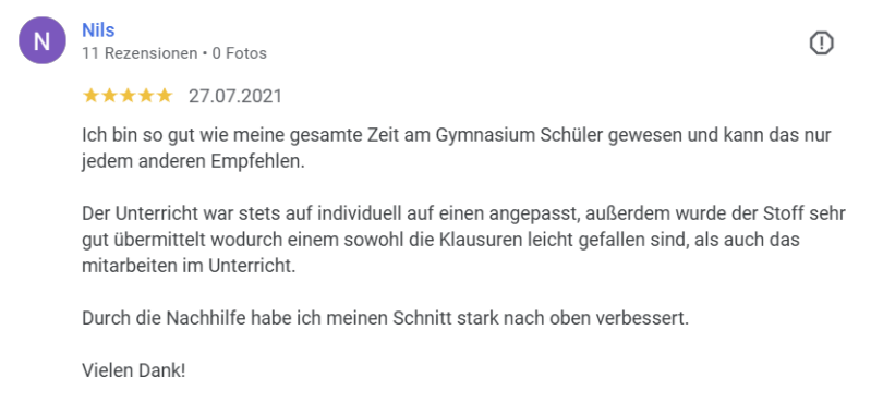 5-Sterne-Bewertung von Nils