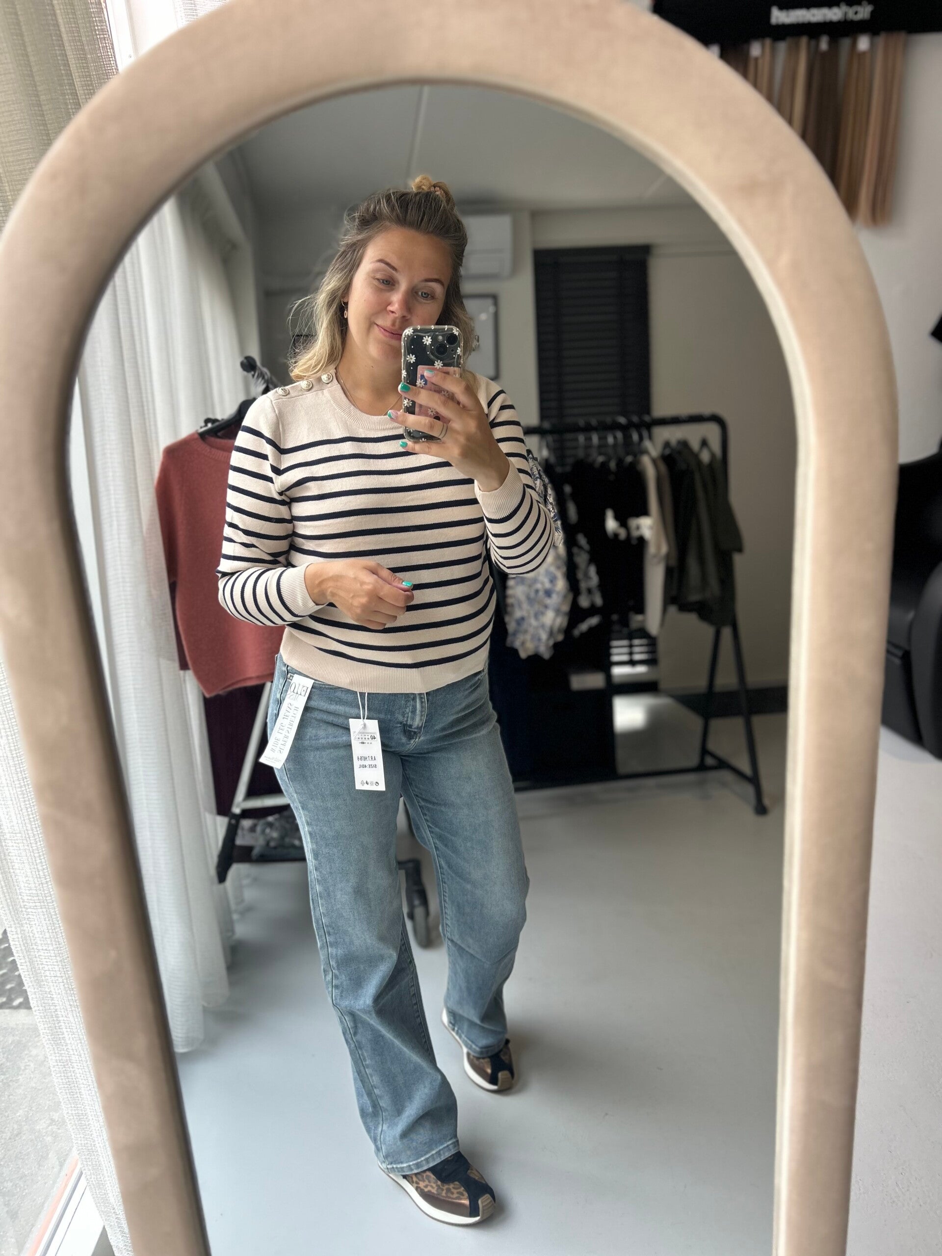 Sweater striped dark blue