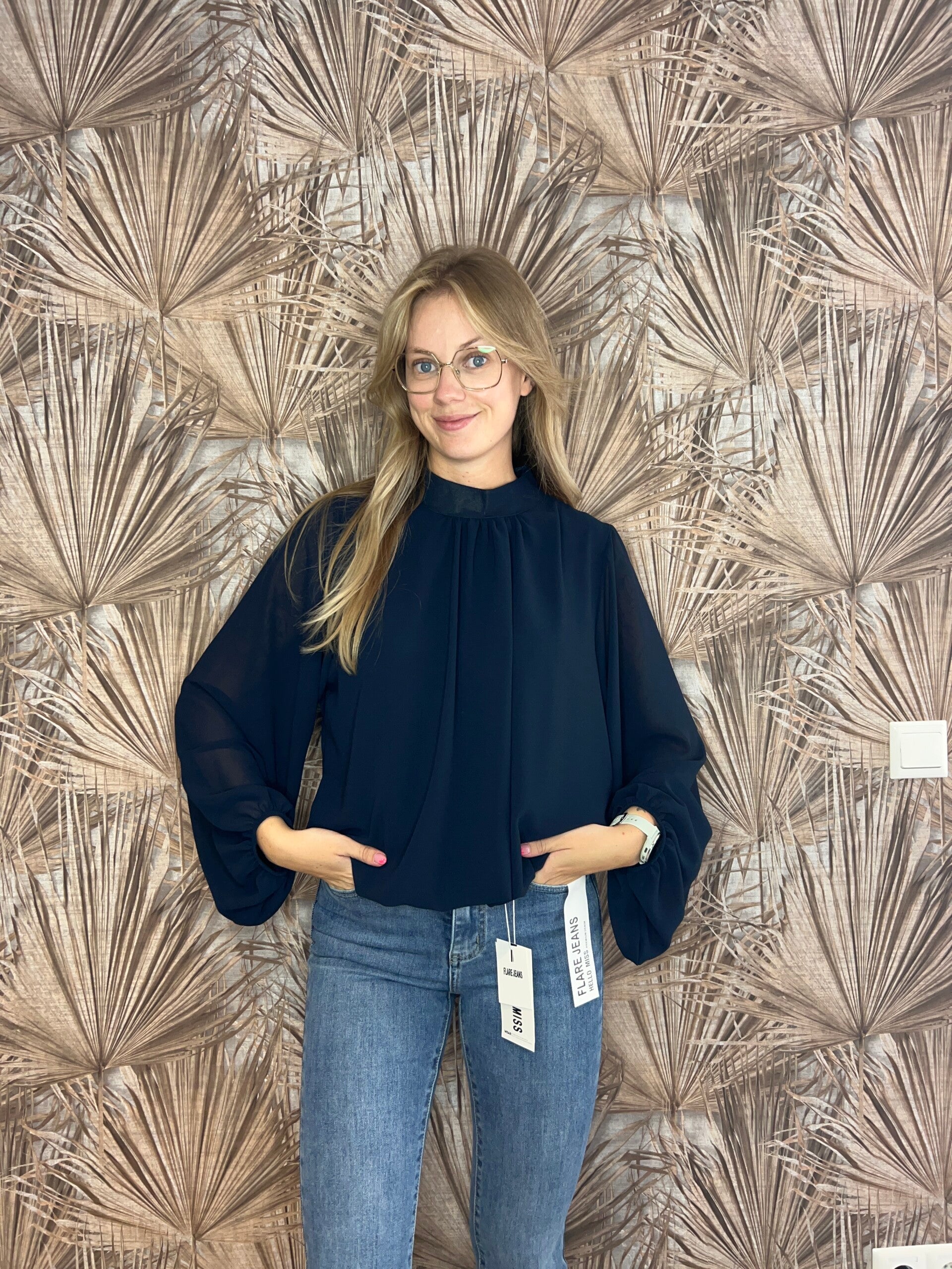 Chiffon blouse dark blue