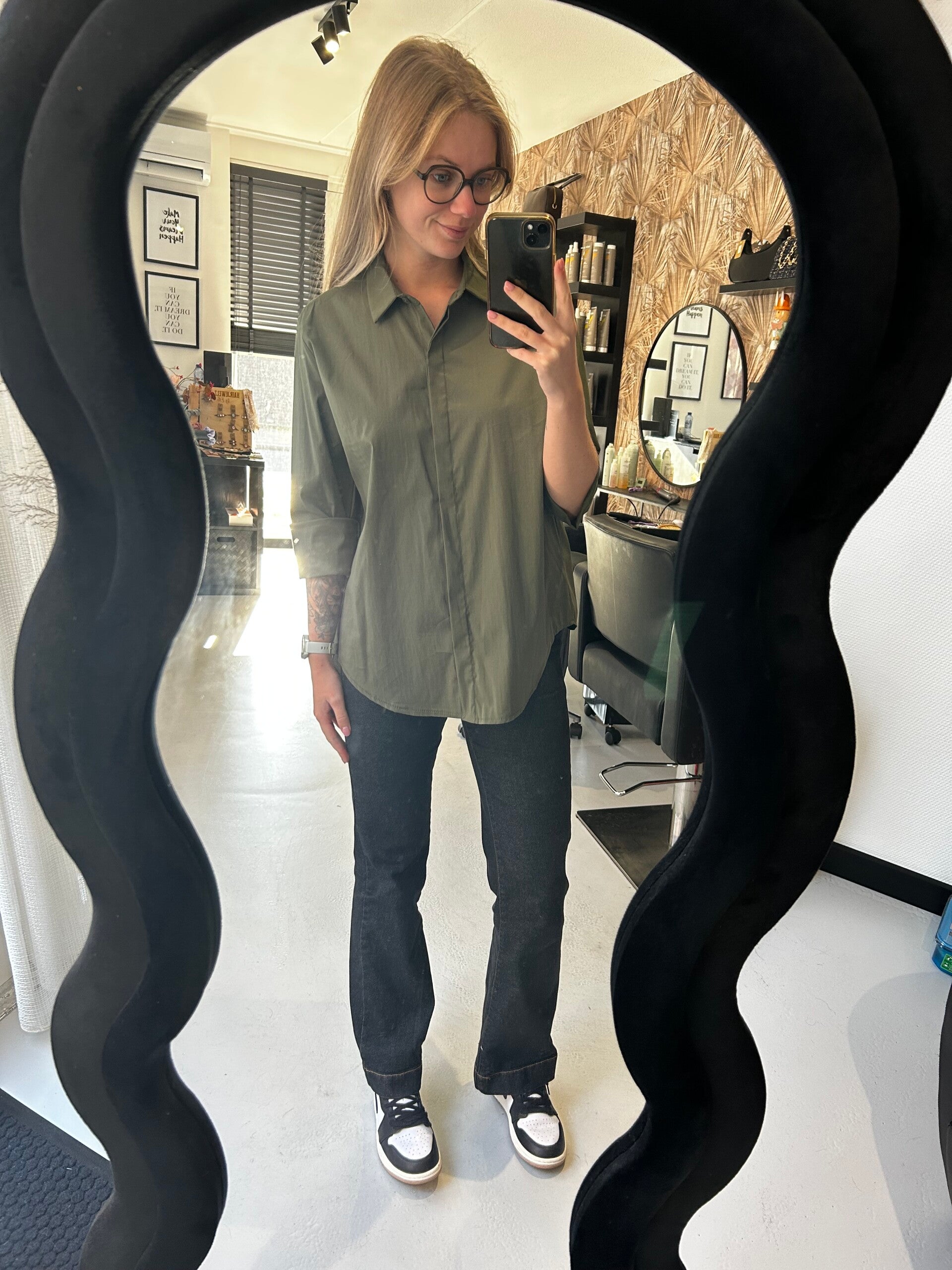 Overhemd blouse army green