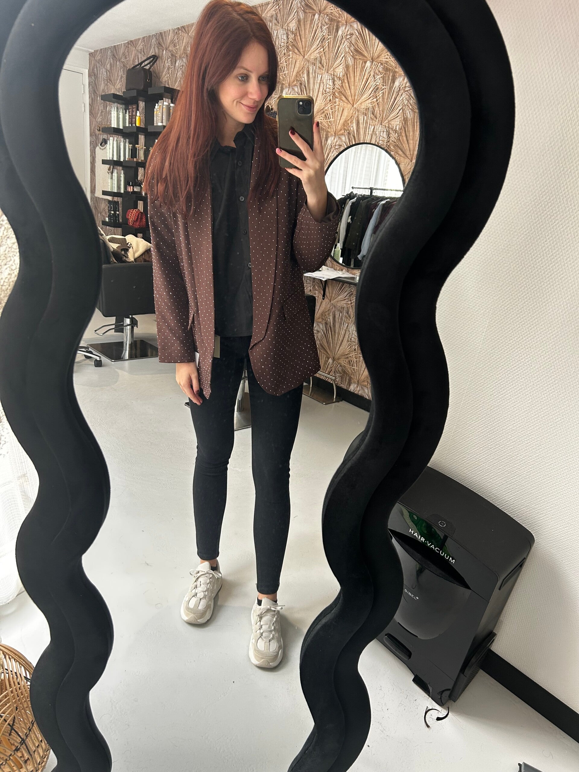 Glitter blazer bruin