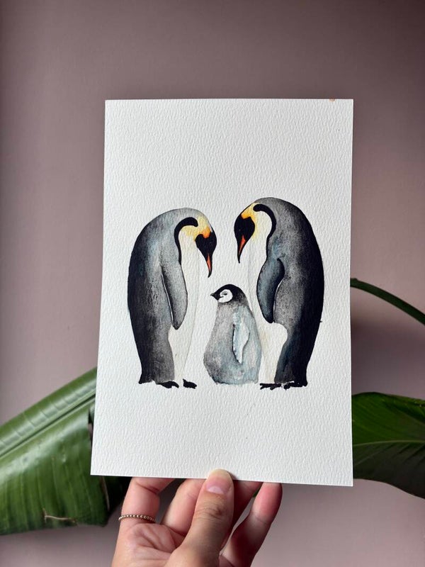 Originele Aquarel - Pinguïns 🐧