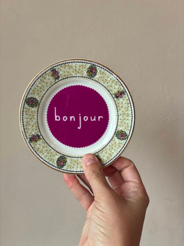 Wandbordje bonjour